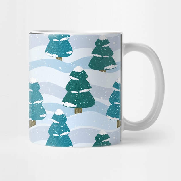 Snowy Winter Pine Trees by tanyadraws